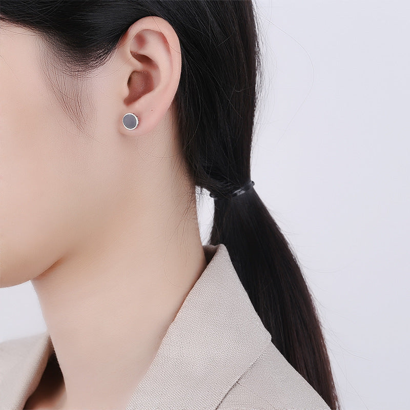 S925 Sterling Silver Stud Earrings Harajuku Style Enamel Resin Creative Pattern Stud Earrings