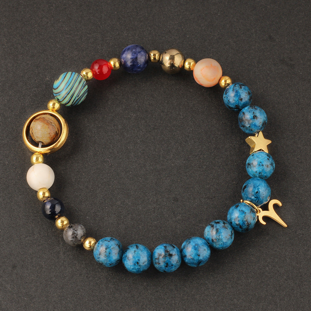 Planet 12 Constellation Logo Natural Stone Bracelet Unisex