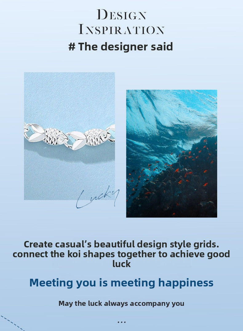 999 Pure Silver Koi Bracelet for Women | Tarnish-Resistant Gift for Her