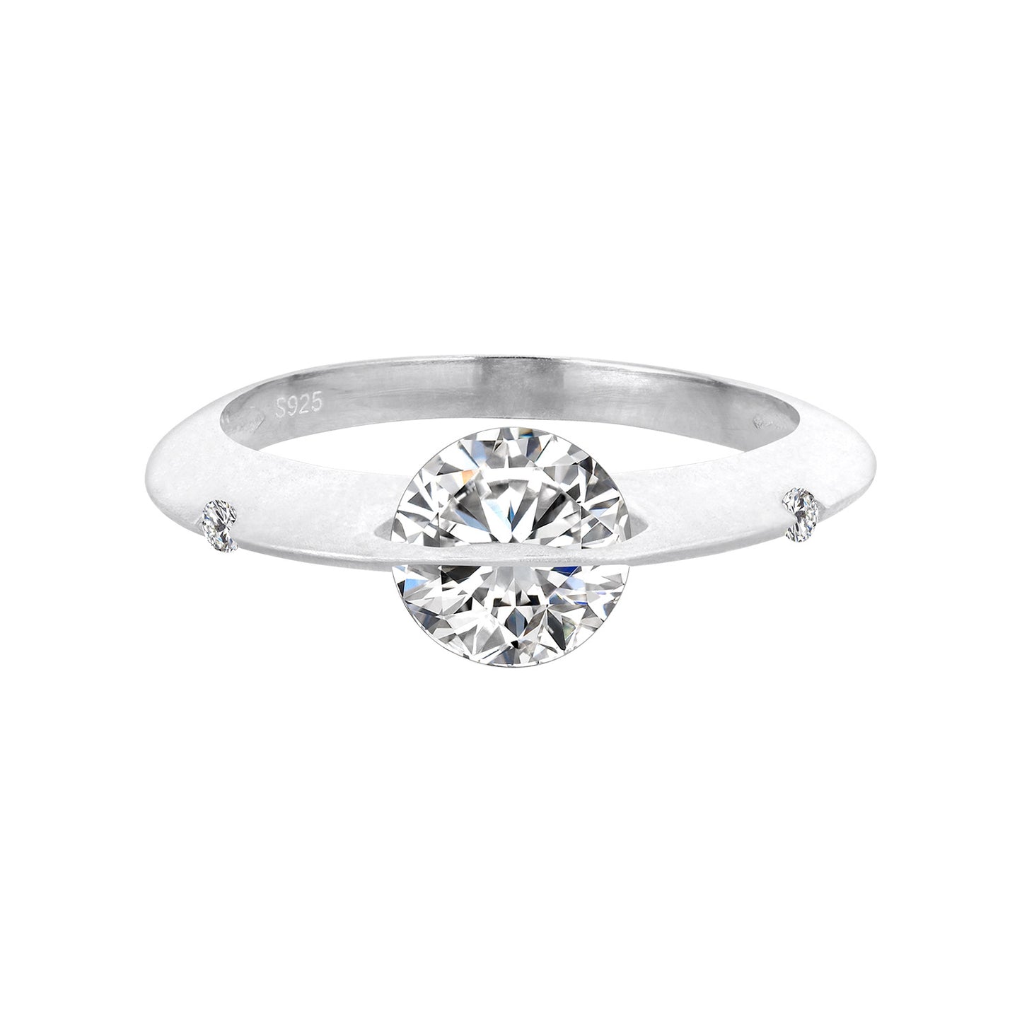 S925 Sterling Silver Matte Cosmic Star Rotatable Ring Planet Sparkling Niche Design Sivler Ring