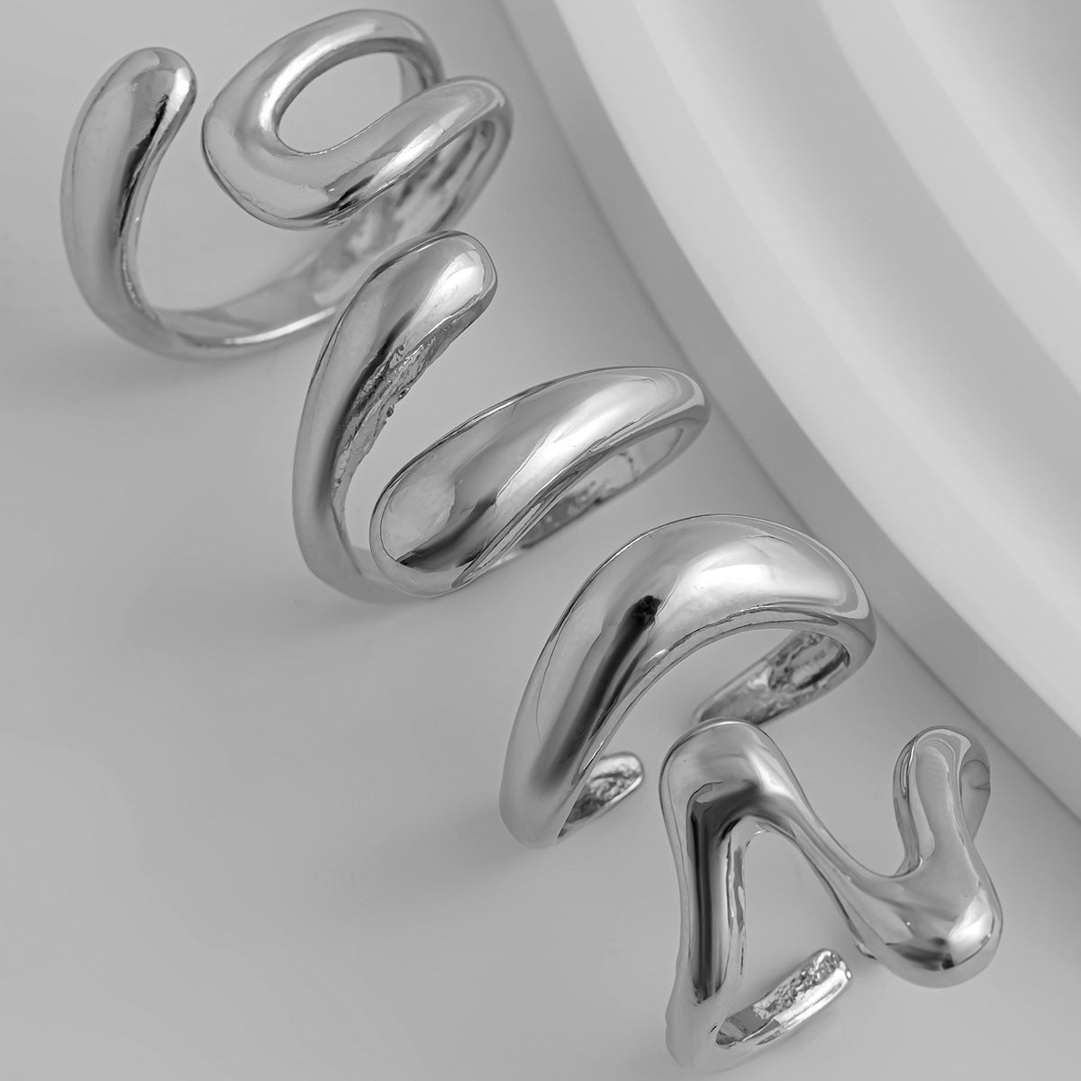 Polished Irregular Geometric Joint Rings Hip-Hop Style Women's Fashion Ring Set