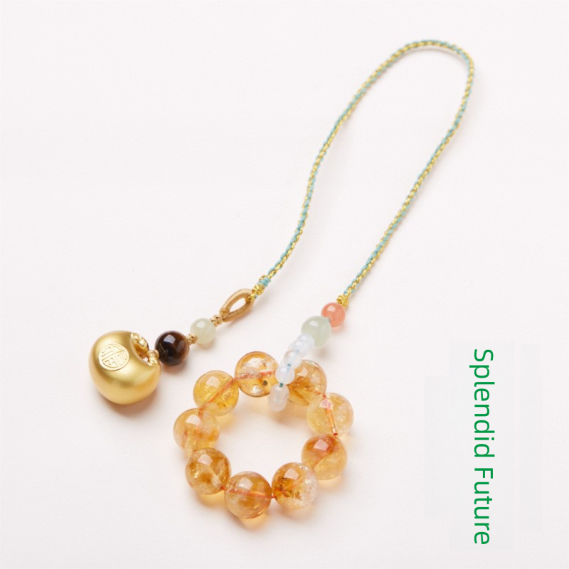 Splendid Future Multi-purpose Chinese 'Fortune Lock' Golden Aze Crystal Bag Charm