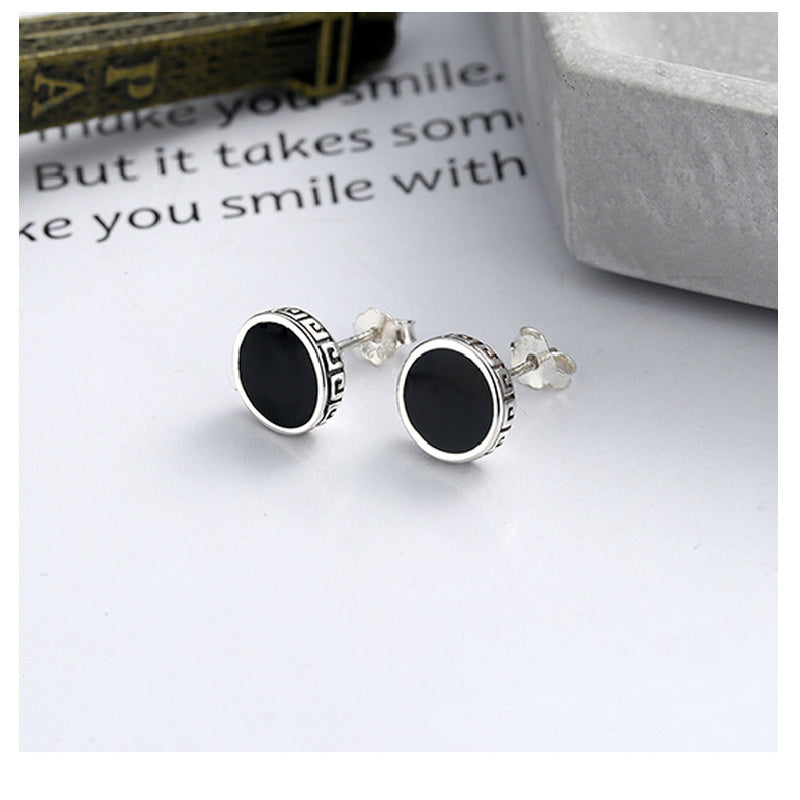 S925 Sterling Silver Stud Earrings Harajuku Style Enamel Resin Creative Pattern Stud Earrings