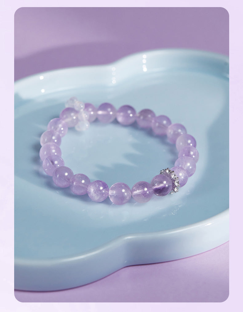 Amethyst & White Chalcedony Bracelet for Women | 925 Silver Dainty Jewelry | Unique Minimalist Gift for Valentine's Day