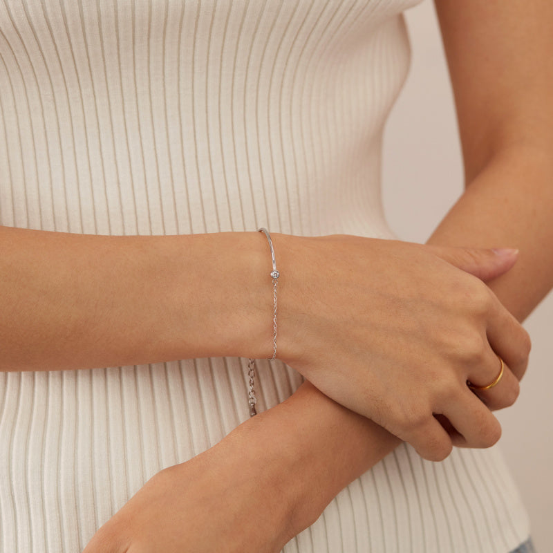 Minimalist Titanium Steel Bracelet for Women – Zirconia Dainty Hand Chain, Luxury Summer Jewelry
