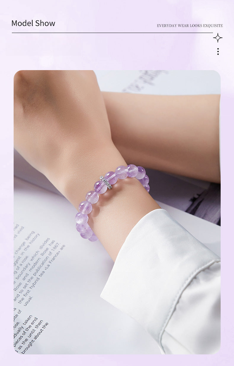 Amethyst & White Chalcedony Bracelet for Women | 925 Silver Dainty Jewelry | Unique Minimalist Gift for Valentine's Day