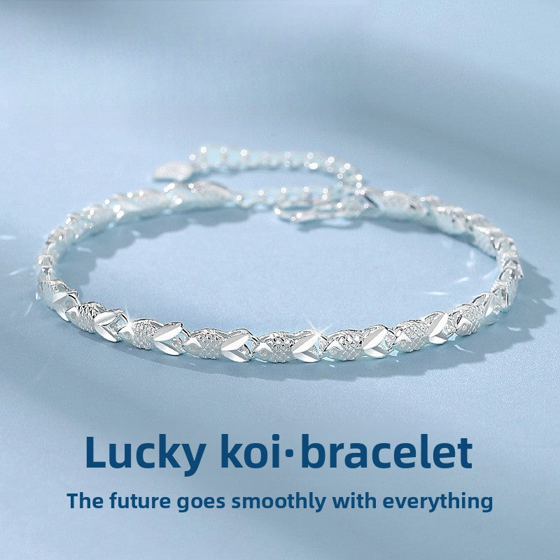 999 Pure Silver Koi Bracelet for Women | Tarnish-Resistant Gift for Her