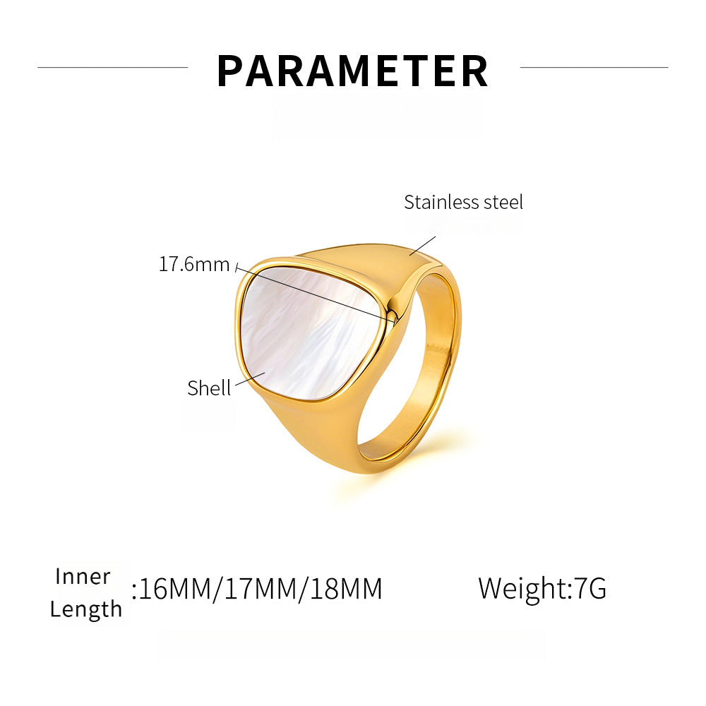Minimalist Geometric Seashell Ring – Titanium Steel Women's Band, Edgy Stylish Jewelry