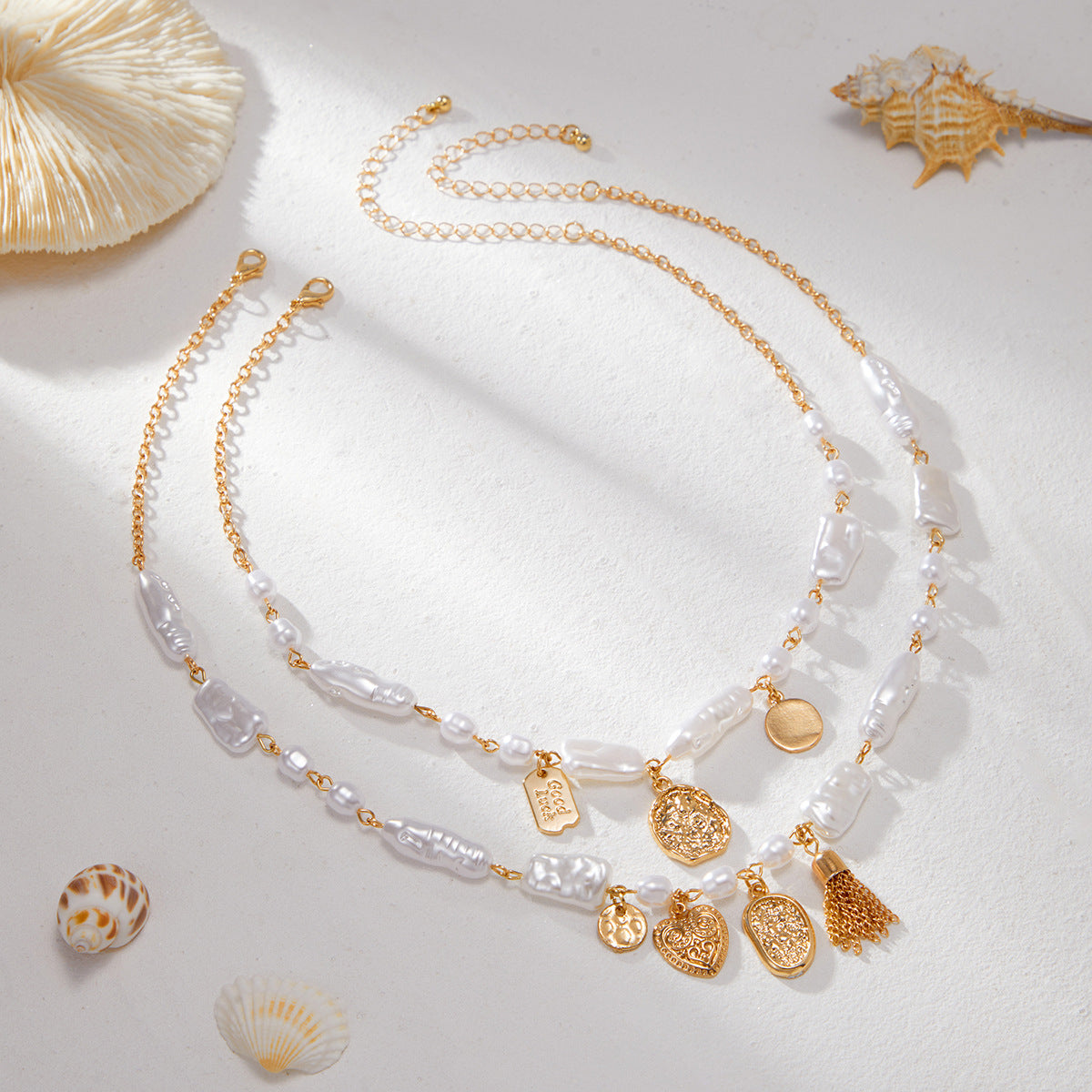French-Inspired Pearl Beaded Necklace Dainty Layering Chain Y2K Jewelry for Women