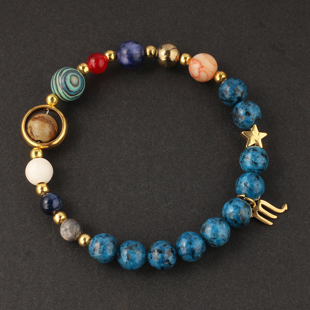 Planet 12 Constellation Logo Natural Stone Bracelet Unisex