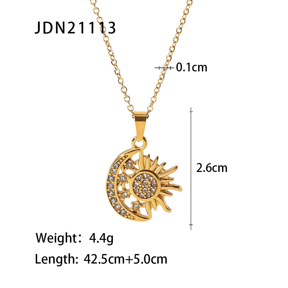 Antique Style Love Heart Necklace for Women – Titanium Steel Chain Sparkling Zircon