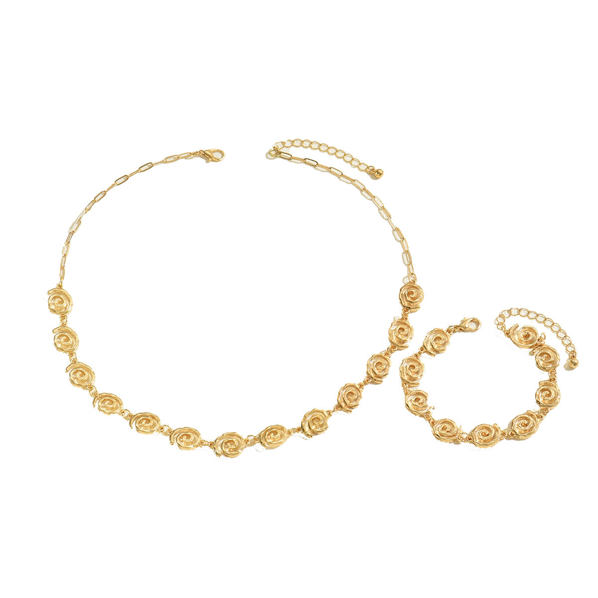 18K Gold Plated Geometric Jewelry Set for Women | Minimalist Layered Necklace & Bracelet | Luxury Dainty Chain Gift Set