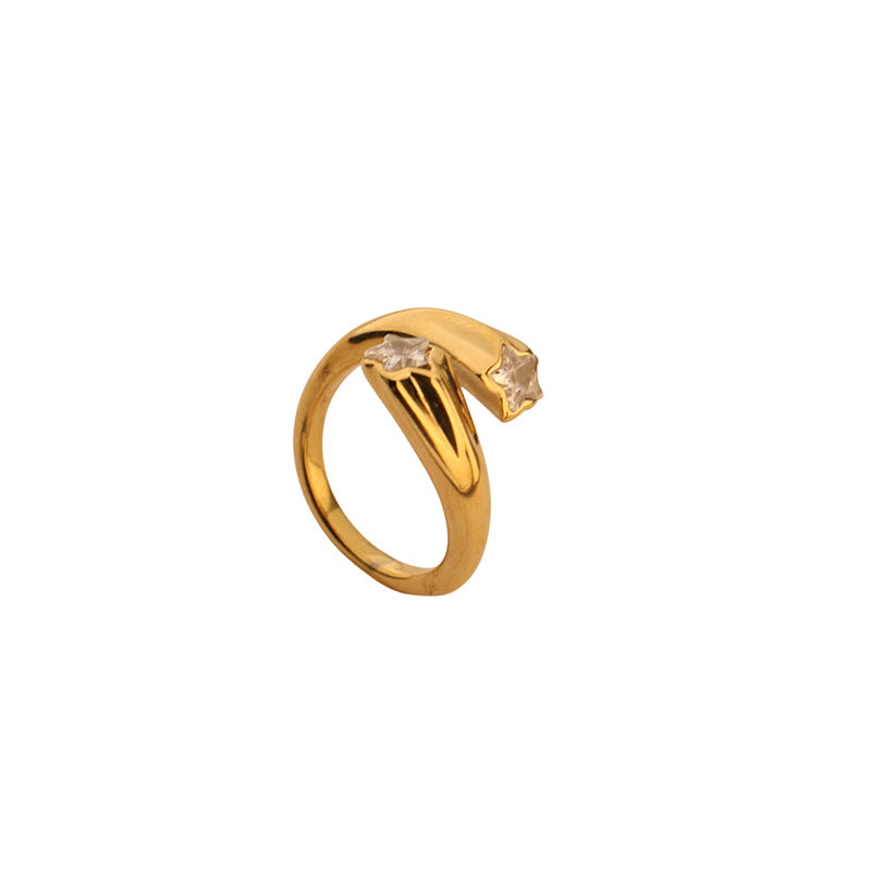 Adjustable Star Ring - 18k Gold Plated Titanium Steel Celestial Jewelry, Minimalist Open Ring for Women