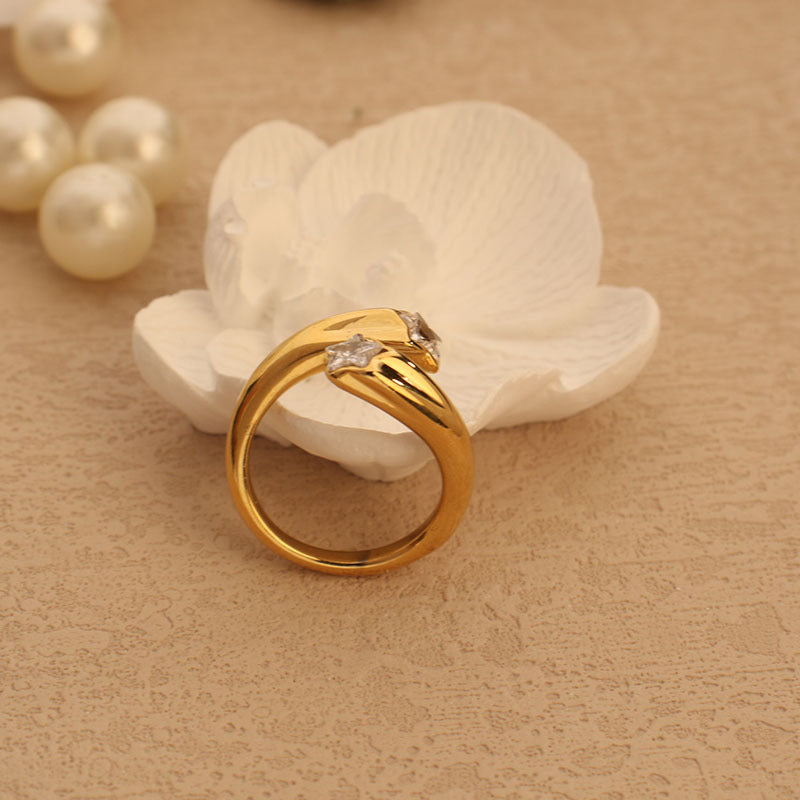 Adjustable Star Ring - 18k Gold Plated Titanium Steel Celestial Jewelry, Minimalist Open Ring for Women