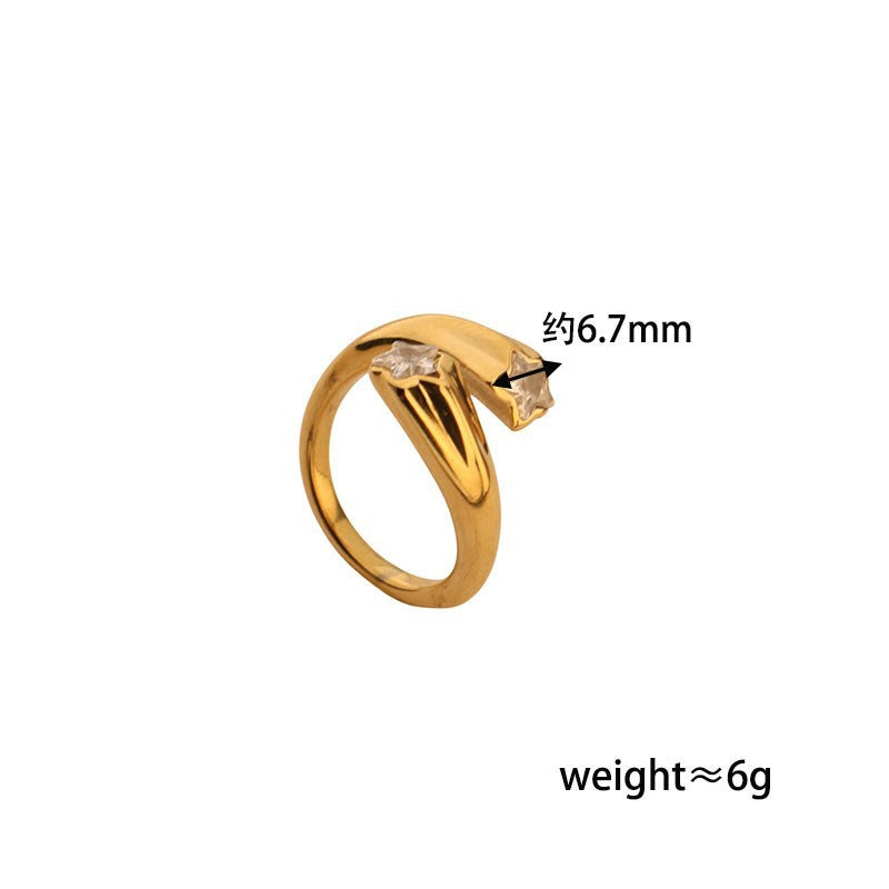 Adjustable Star Ring - 18k Gold Plated Titanium Steel Celestial Jewelry, Minimalist Open Ring for Women