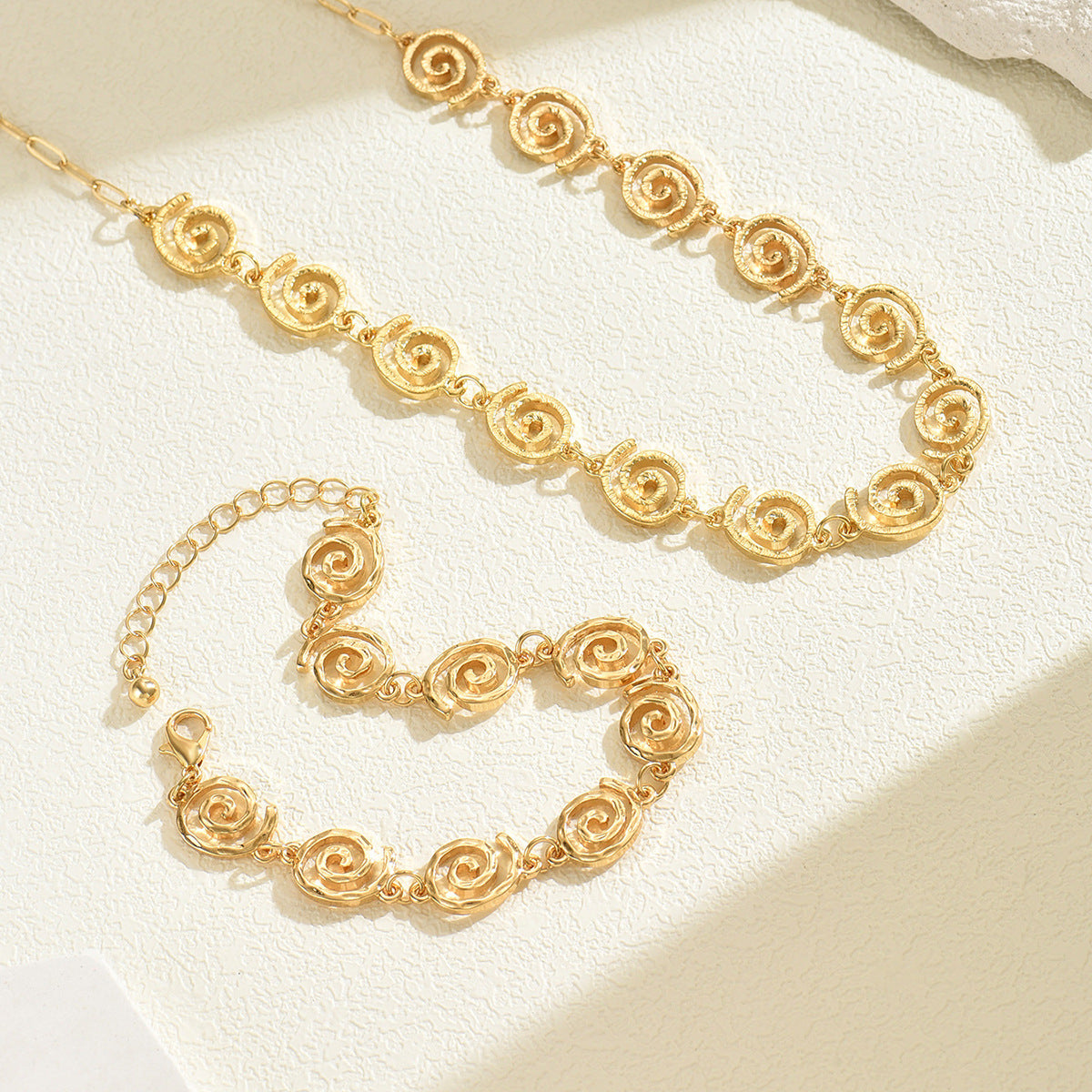 18K Gold Plated Geometric Jewelry Set for Women | Minimalist Layered Necklace & Bracelet | Luxury Dainty Chain Gift Set
