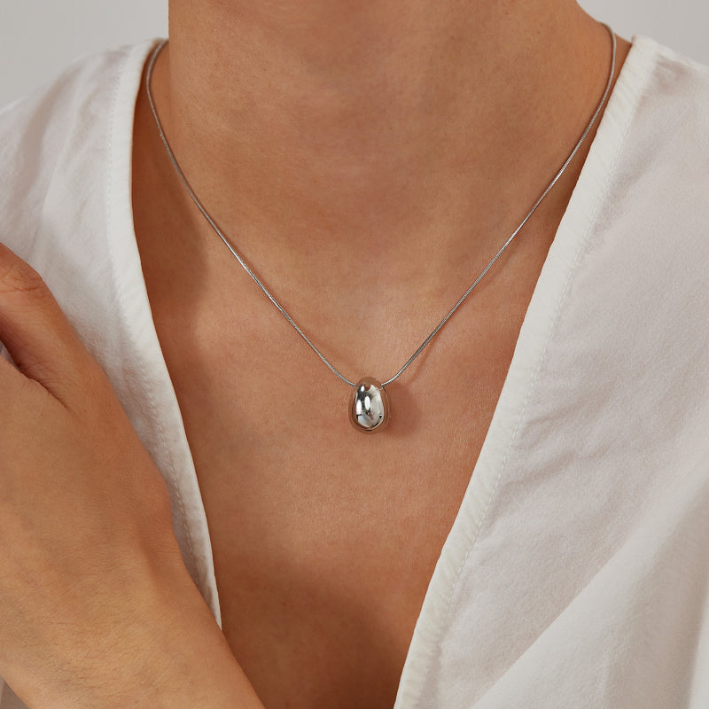 Teardrop Pendant Titanium Steel Necklace for Women - Minimalist Dainty Stainless Steel Jewelry | Trendy Versatile Layering Chain