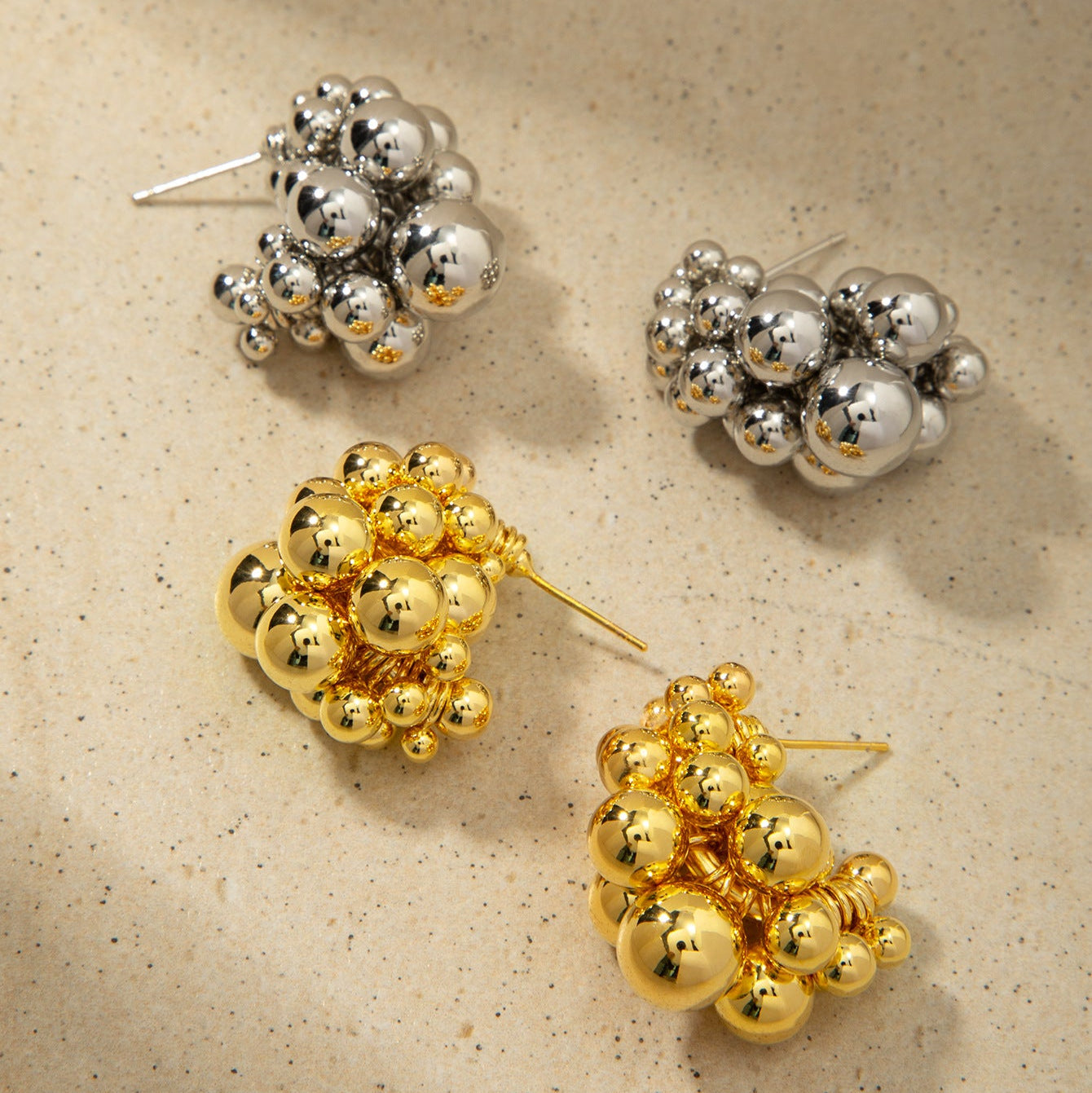 18K Gold Plated Ball Drop Earrings - Y2K Chunky Hoop Earrings for Women | Luxury Minimalist Ear Jewelry