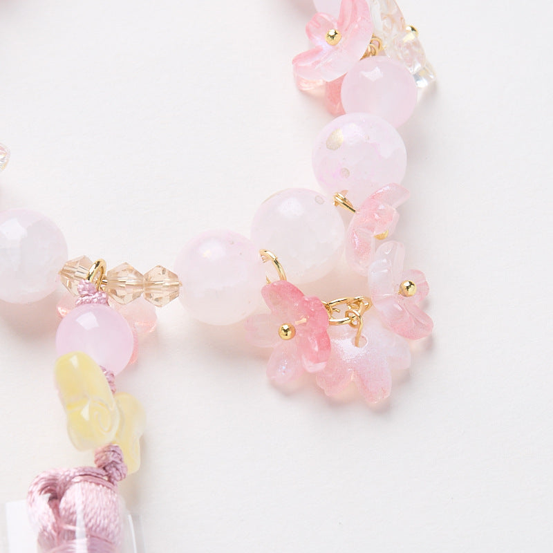 Osmanthus Cherry Blossom & Tassel Glass Bag Charm