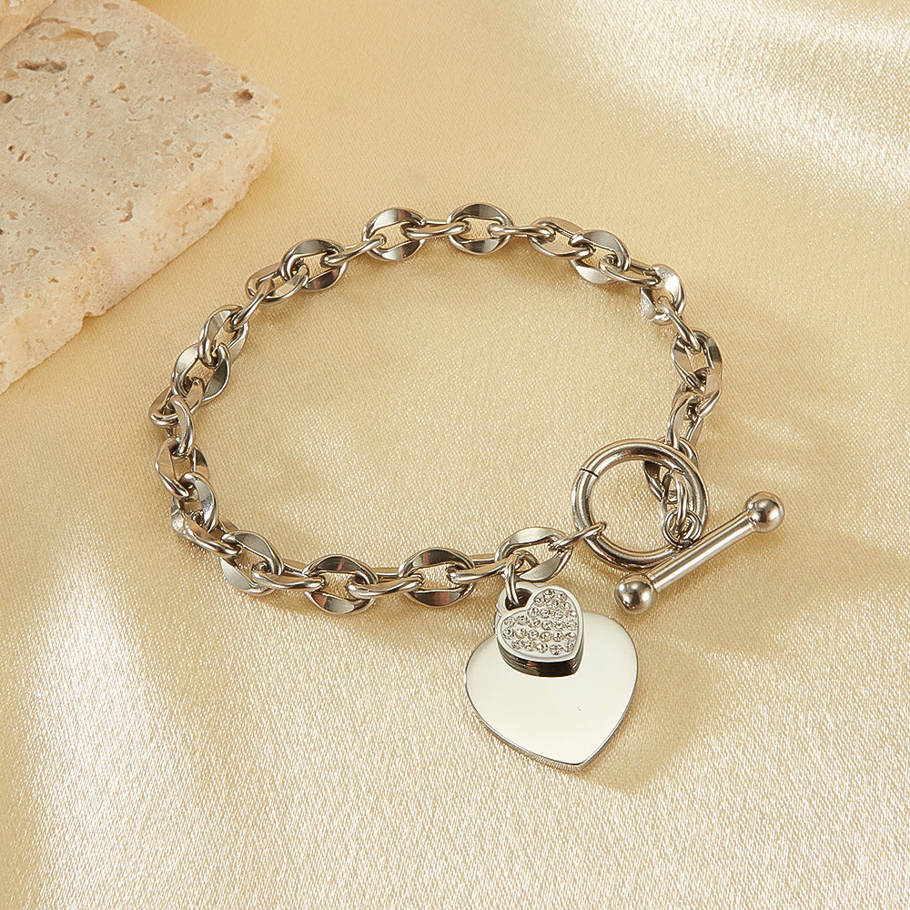 Minimalist Heart Bracelet for Women - Titanium Steel European Jewelry | Elegant Everyday Chain