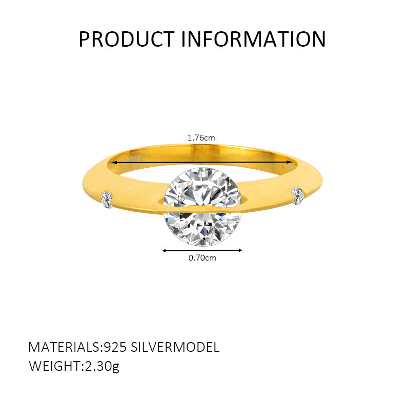 S925 Sterling Silver Matte Cosmic Star Rotatable Ring Planet Sparkling Niche Design Sivler Ring