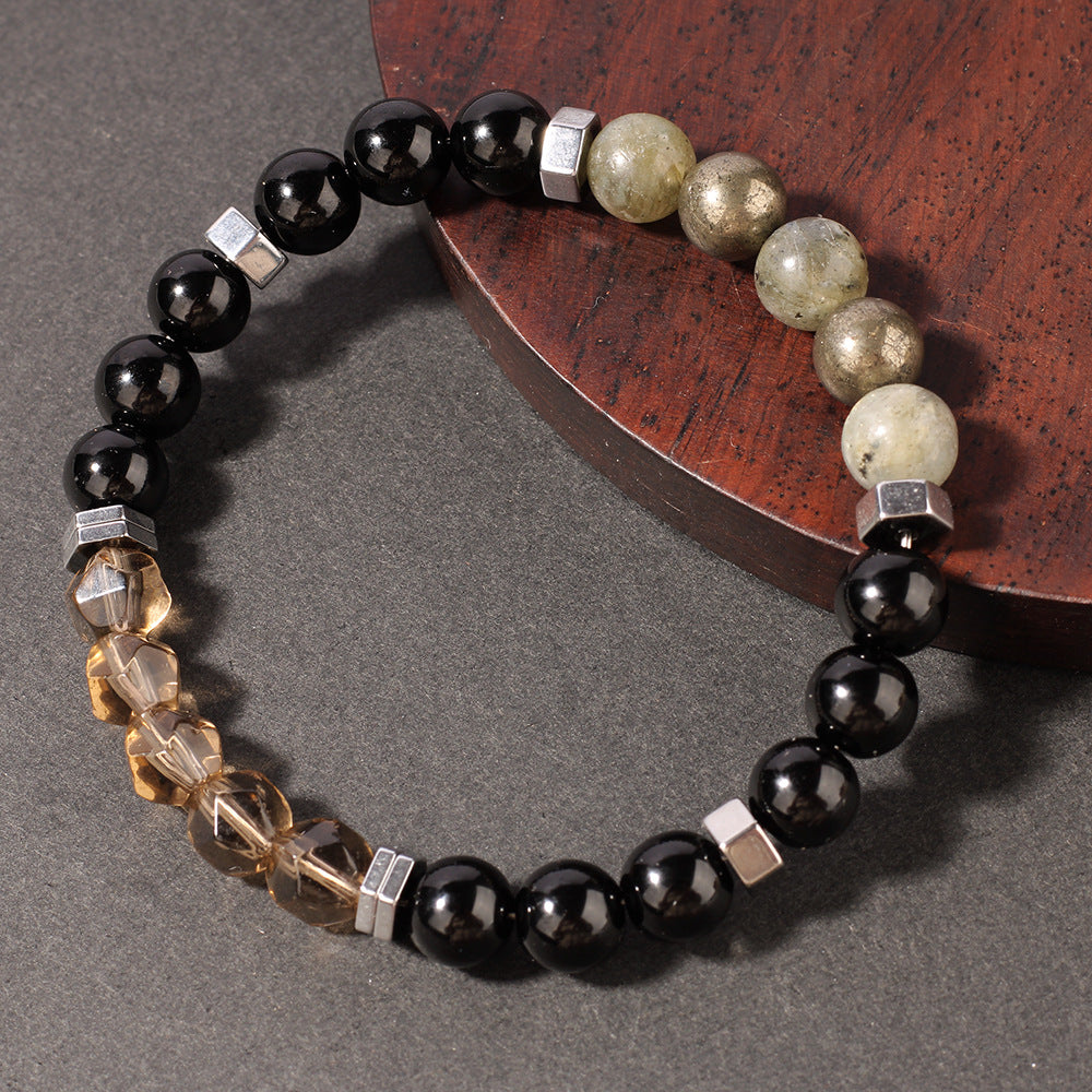 Punk Style Unisex Natural Stone Bracelet Crystal Bracelet Gift for Boyfriend