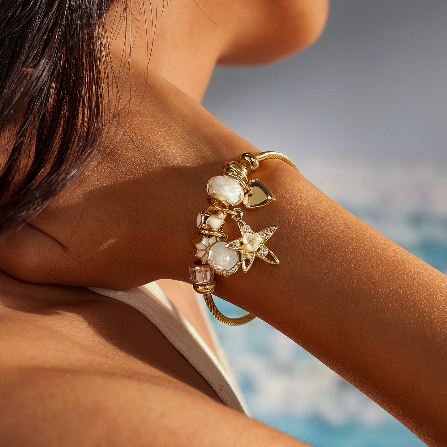 Adjustable Star & Heart Bracelet for Women - Trendy Stainless Steel Alloy Cuff | Versatile Dainty Hand Jewelry
