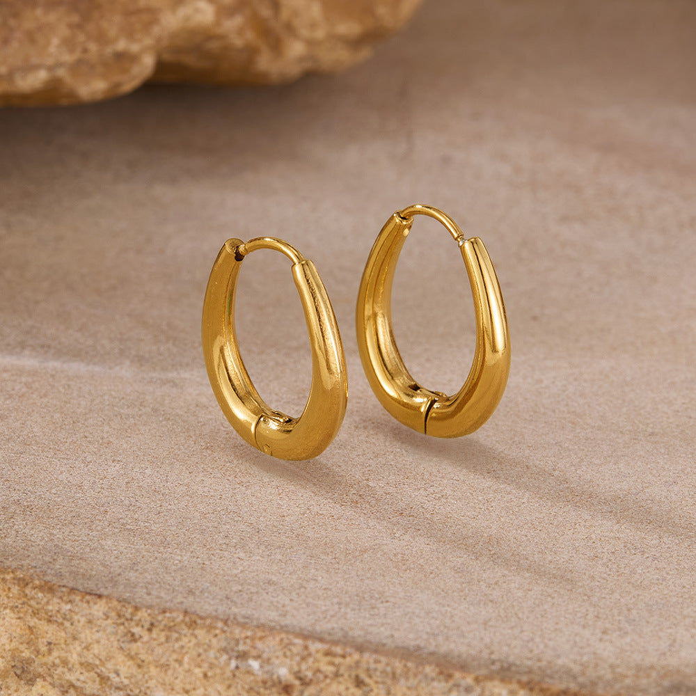 Dainty U Shaped Earrings Titanium Steel Retro Hoops Classic Unisex Stud Earrings