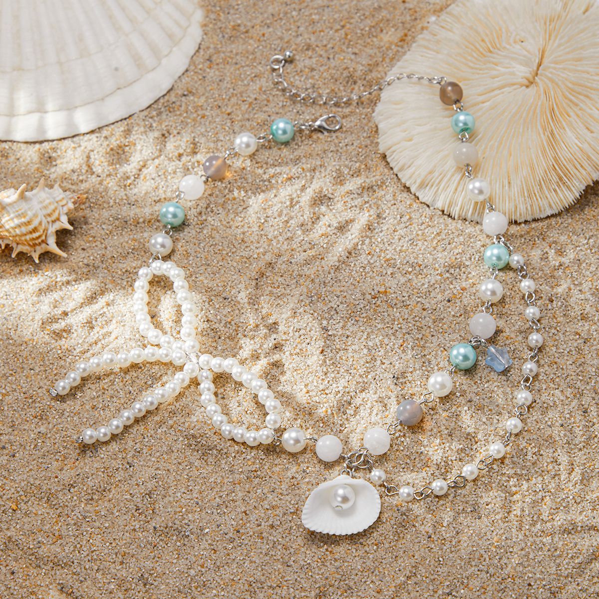 French-Inspired Pearl Beaded Necklace Dainty Layering Chain Y2K Jewelry for Women