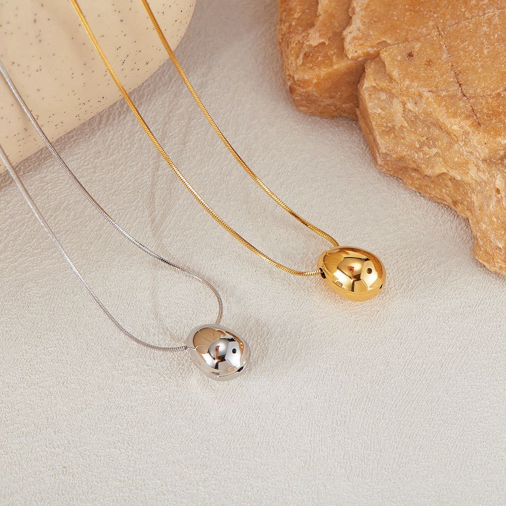 Teardrop Pendant Titanium Steel Necklace for Women - Minimalist Dainty Stainless Steel Jewelry | Trendy Versatile Layering Chain
