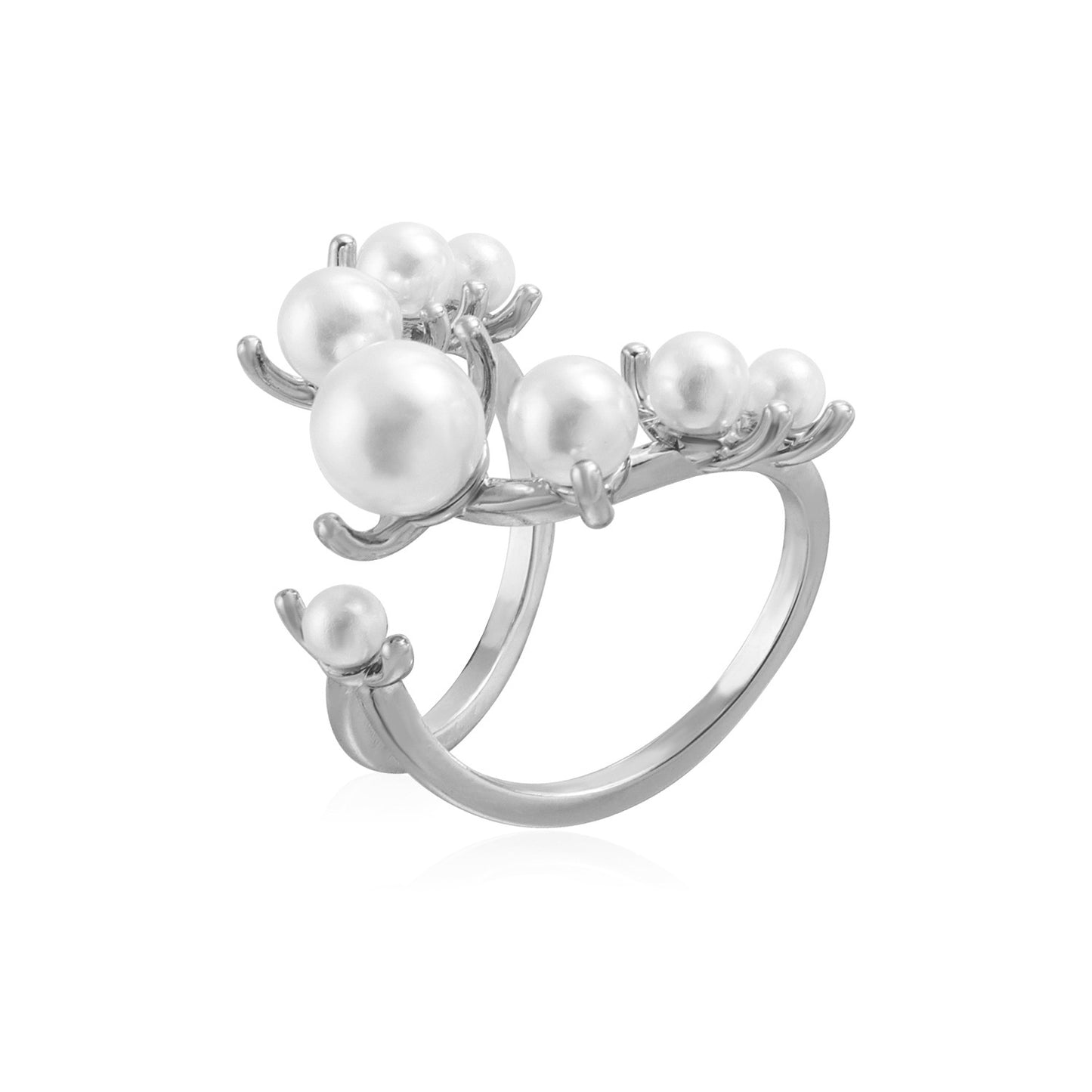 French Style Adjustable Pearl Joint Ring - Dainty Minimalist Openable Ring for Women | Luxury Gold Pearl Jewelry