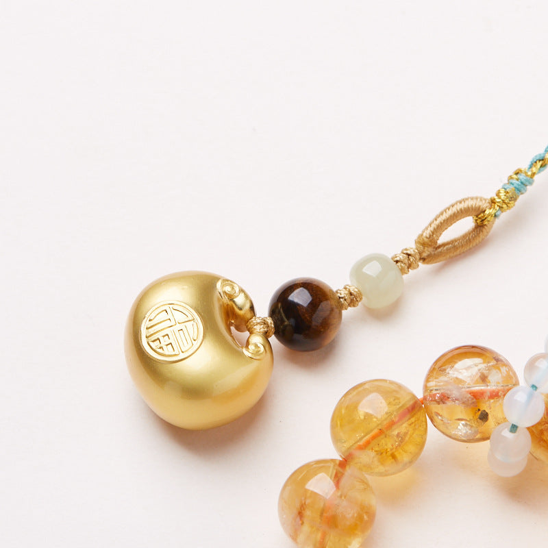 Splendid Future Multi-purpose Chinese 'Fortune Lock' Golden Aze Crystal Bag Charm