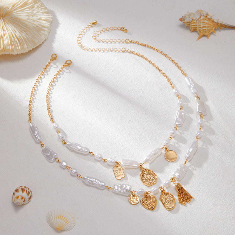 French-Inspired Pearl Beaded Necklace Dainty Layering Chain Y2K Jewelry for Women