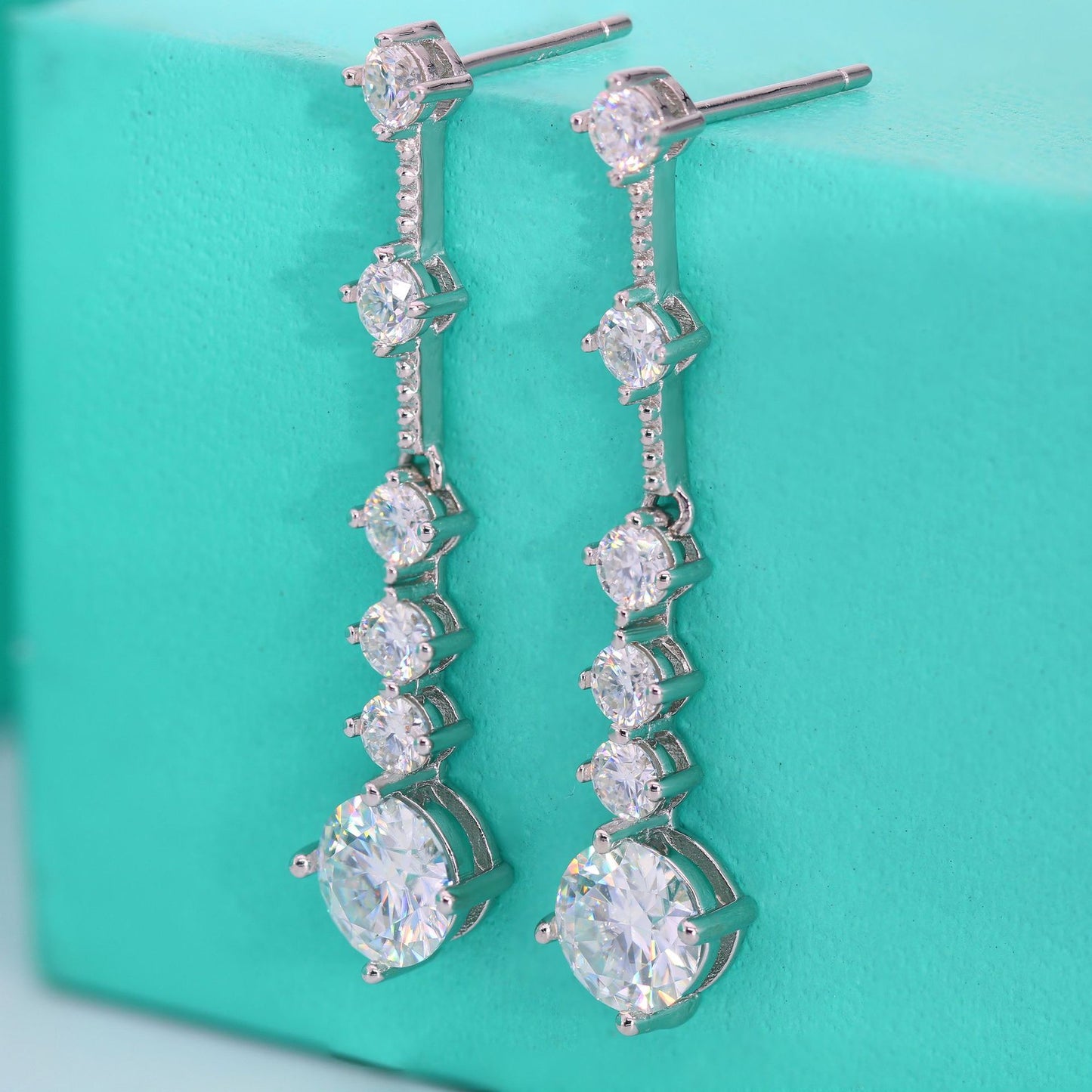 Moissanite Earrings Elegant Heavy Craft Long Tassel S925 Sterling Silver Drop Earrings