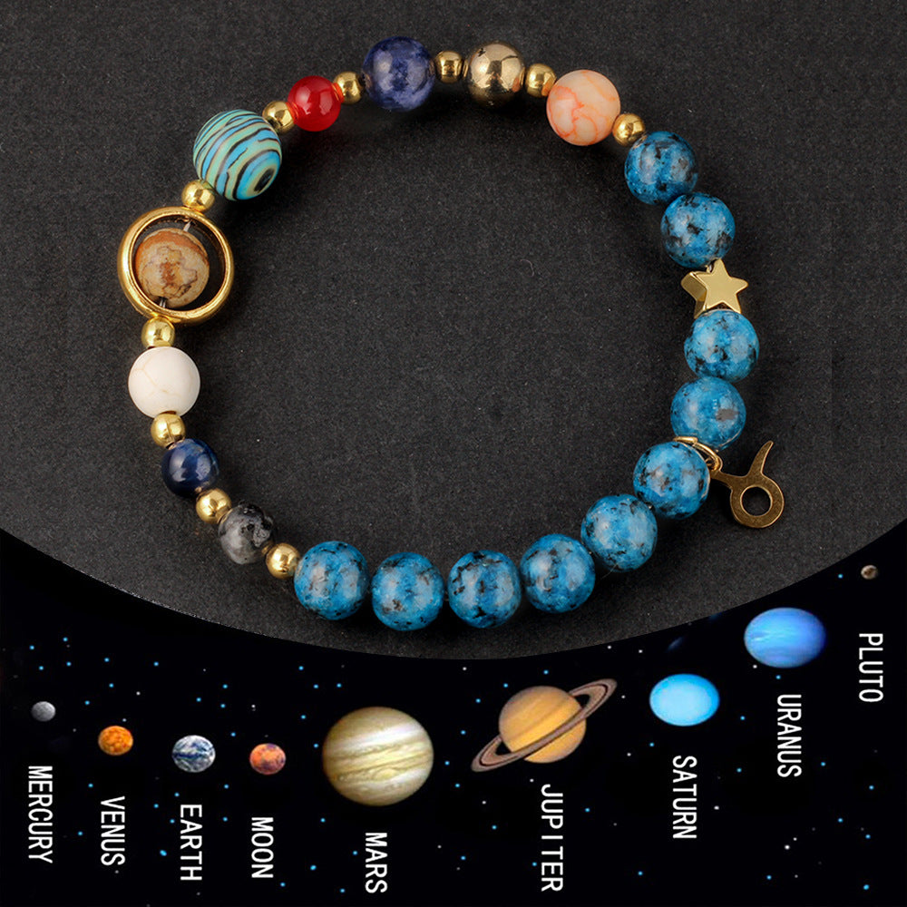 Planet 12 Constellation Logo Natural Stone Bracelet Unisex
