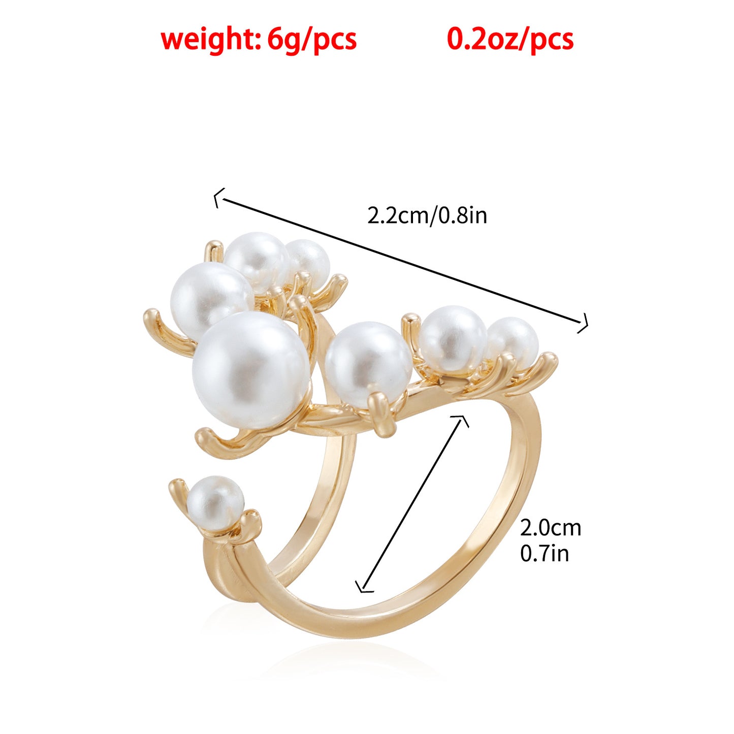 French Style Adjustable Pearl Joint Ring - Dainty Minimalist Openable Ring for Women | Luxury Gold Pearl Jewelry