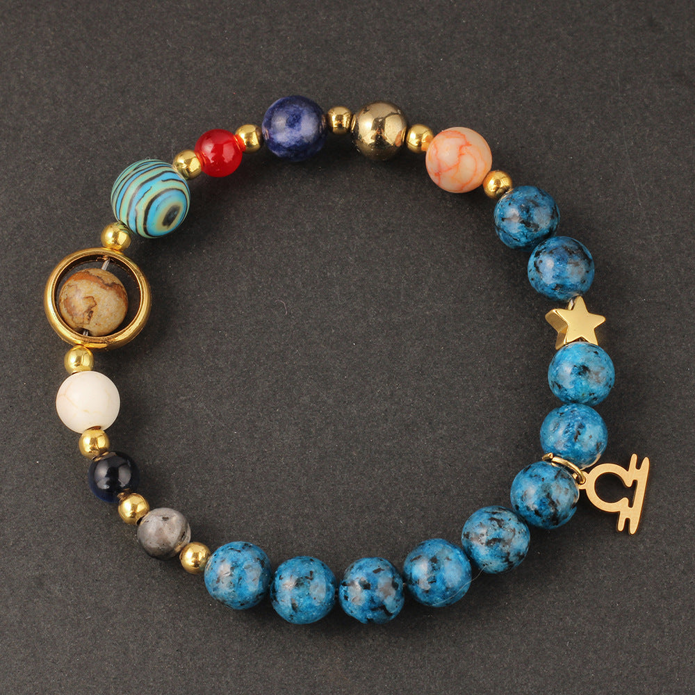 Planet 12 Constellation Logo Natural Stone Bracelet Unisex