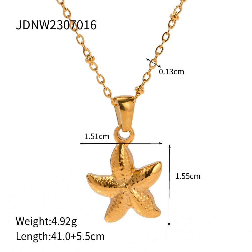 Starfish Necklace - Beachy Sea Life Pendant Jewelry in Stainless Steel