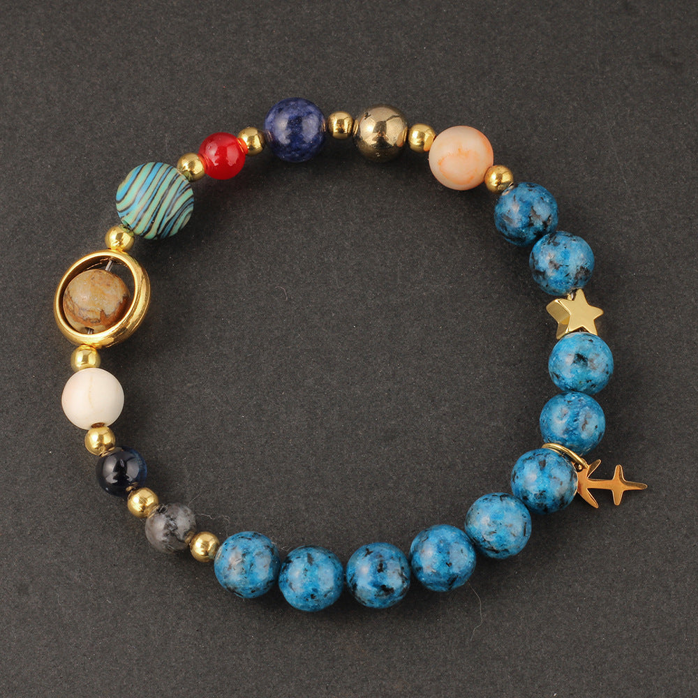 Planet 12 Constellation Logo Natural Stone Bracelet Unisex