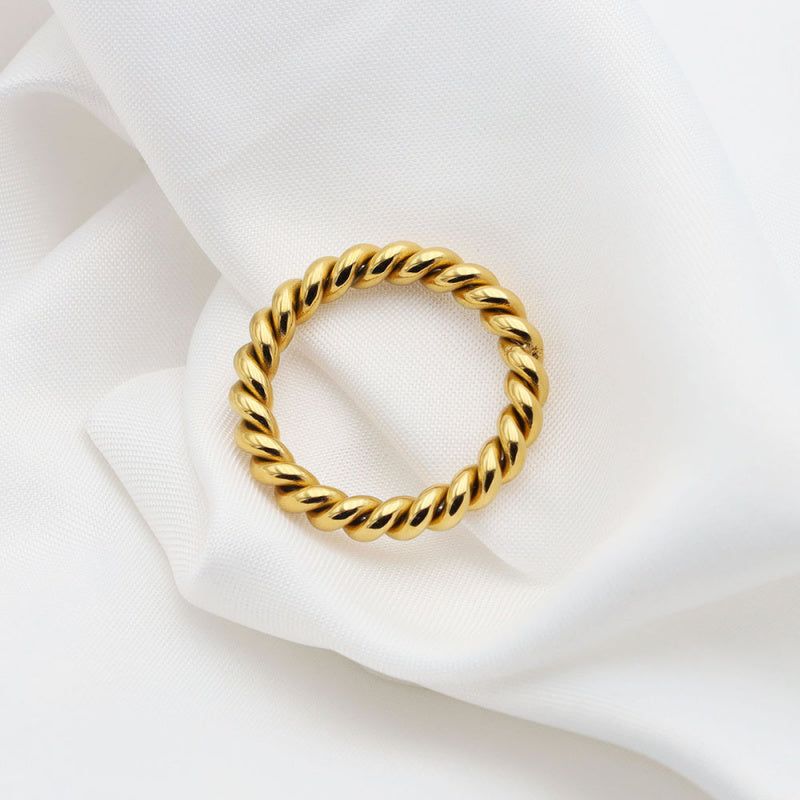 18K Gold Plated Twisted Ring Titanium Steel Adjustable Knuckle Ring