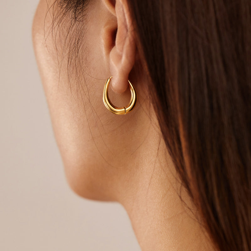 Dainty U Shaped Earrings Titanium Steel Retro Hoops Classic Unisex Stud Earrings