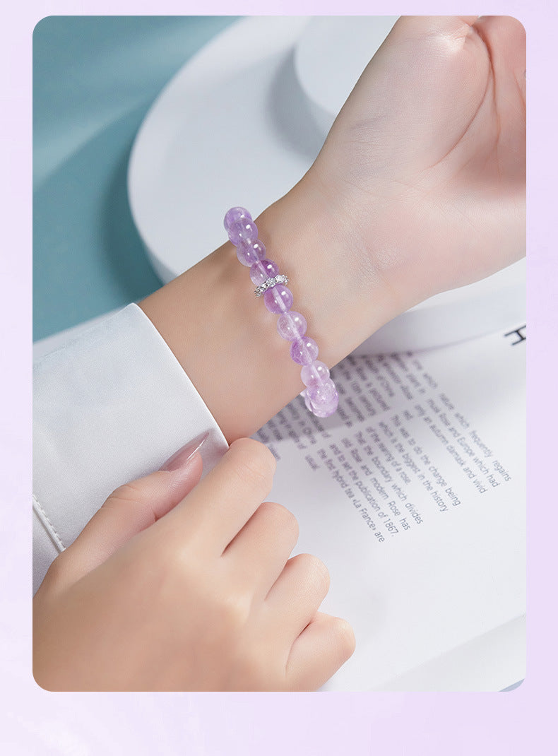Amethyst & White Chalcedony Bracelet for Women | 925 Silver Dainty Jewelry | Unique Minimalist Gift for Valentine's Day