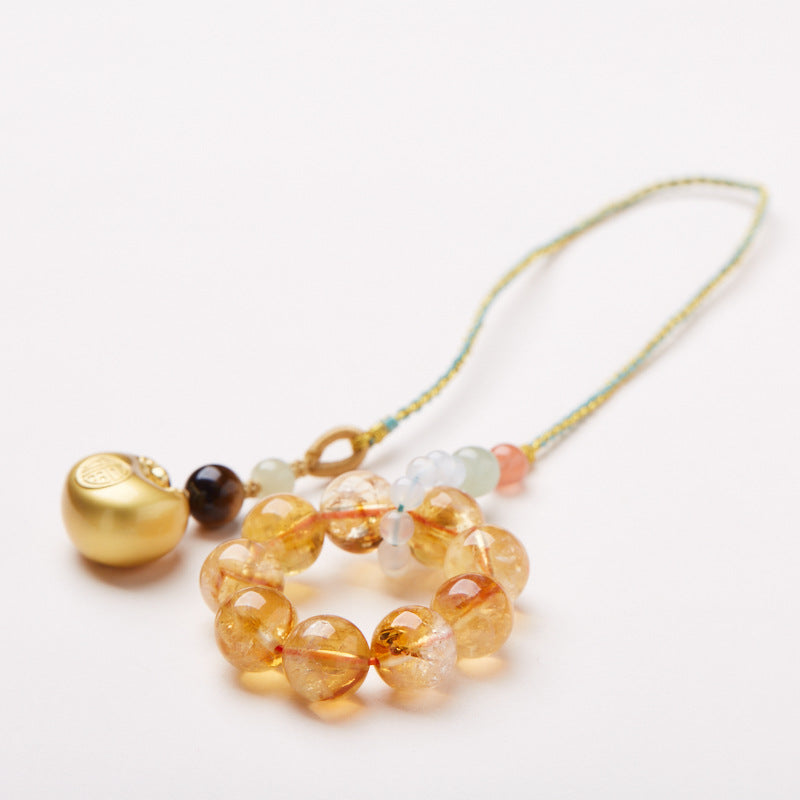 Splendid Future Multi-purpose Chinese 'Fortune Lock' Golden Aze Crystal Bag Charm