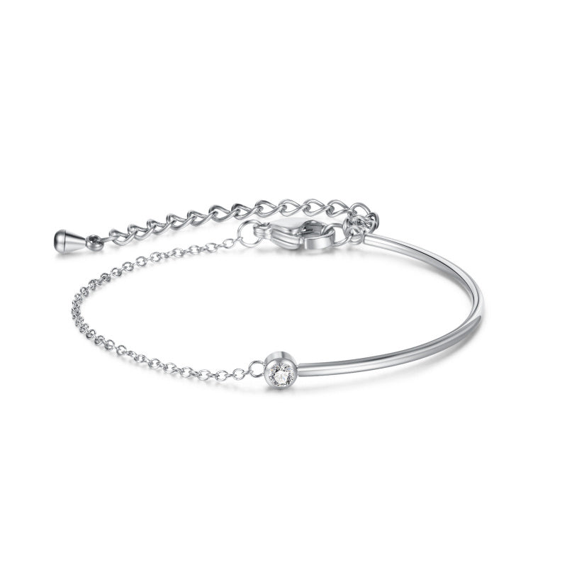 Minimalist Titanium Steel Bracelet for Women – Zirconia Dainty Hand Chain, Luxury Summer Jewelry