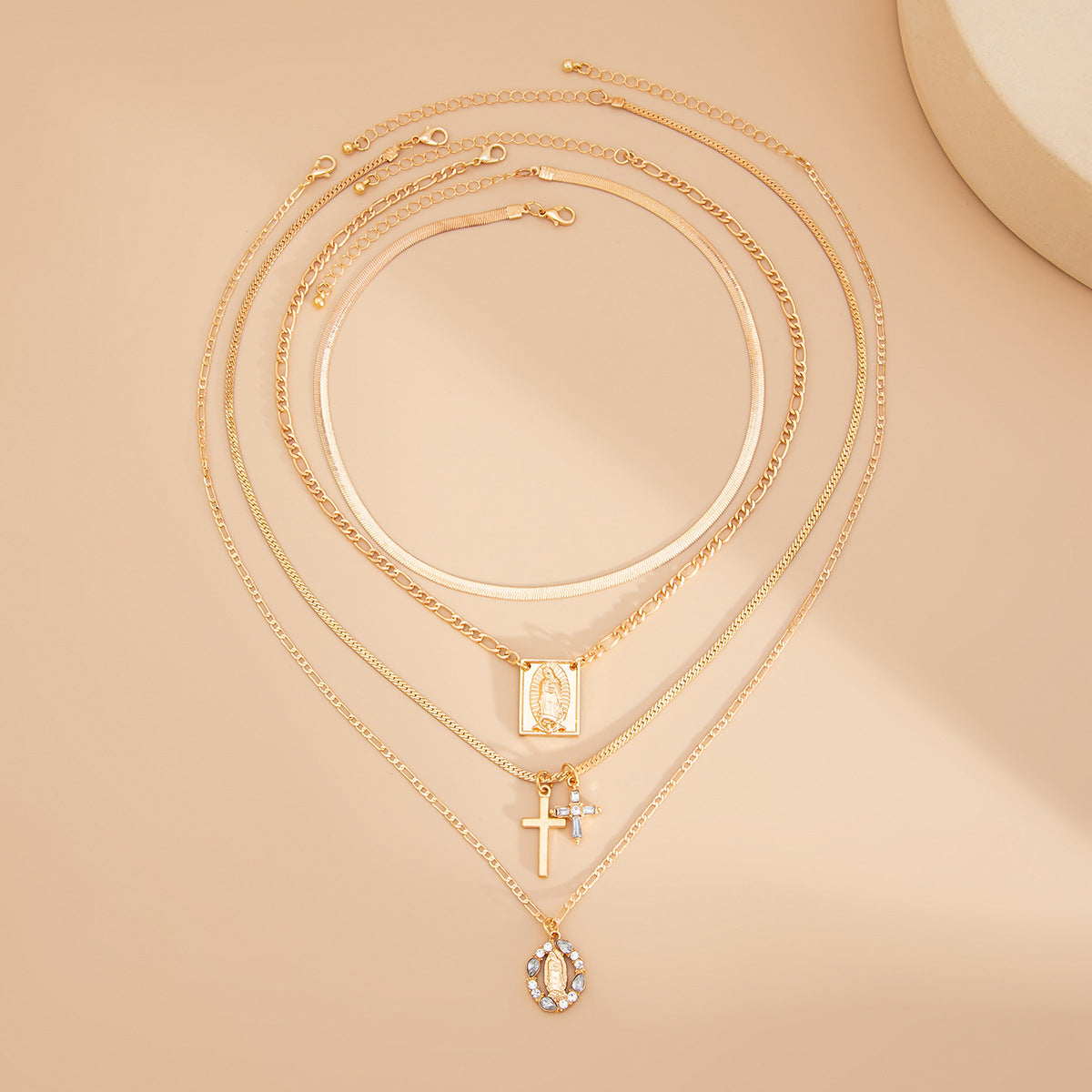Layered Cross Pendant Necklace - Long Love Knot & Bow Choker for Women | Dainty Layering Chains