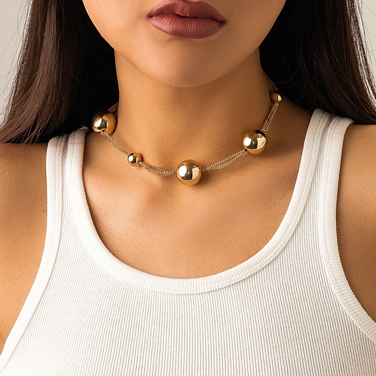 Light Luxury French Retro Imitation Pearl Necklace for Women Punk Style Necklace
