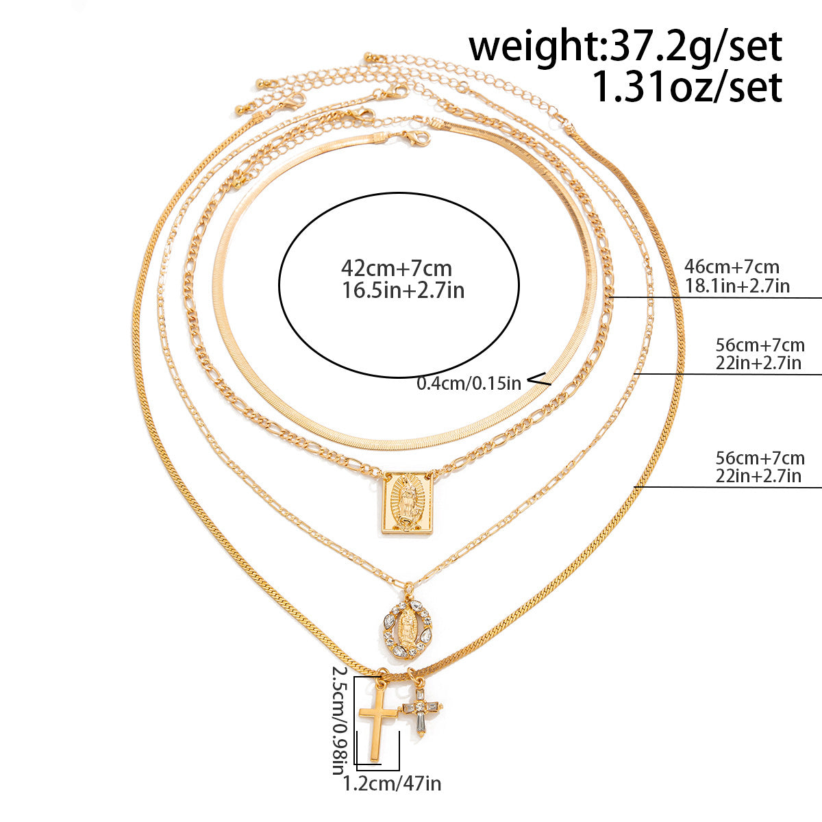 Layered Cross Pendant Necklace - Long Love Knot & Bow Choker for Women | Dainty Layering Chains
