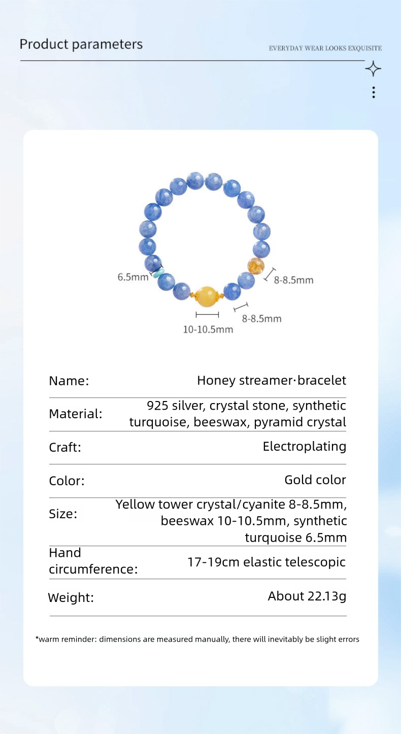 925 Sterling Silver Blue Apatite & Yellow Fluorite Beaded Bracelet for Women | Boho Chic Gemstone Jewelry