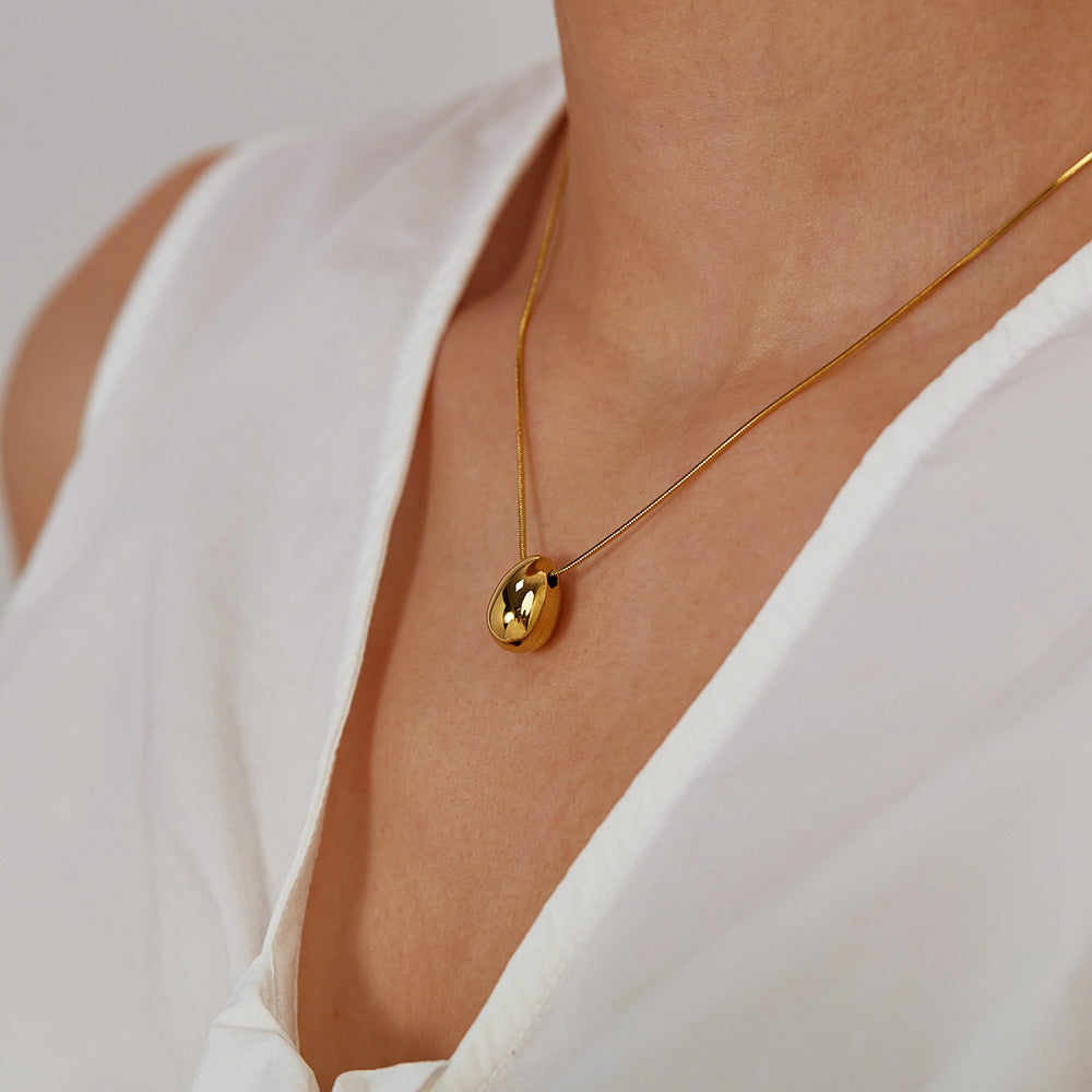 Teardrop Pendant Titanium Steel Necklace for Women - Minimalist Dainty Stainless Steel Jewelry | Trendy Versatile Layering Chain