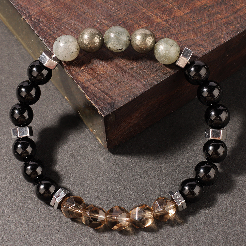 Punk Style Unisex Natural Stone Bracelet Crystal Bracelet Gift for Boyfriend